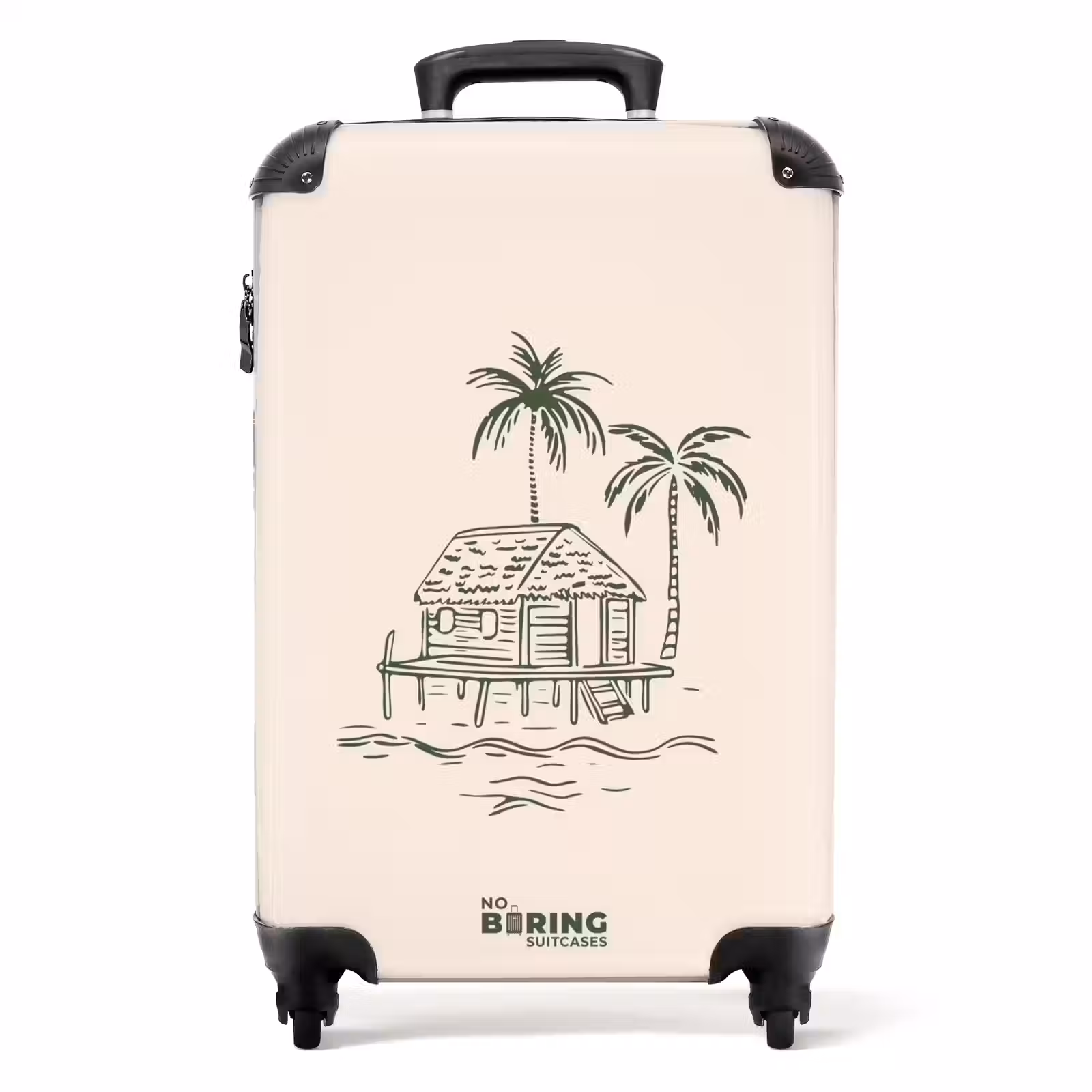 Suitcase - Palm trees - Island on cream background — 1