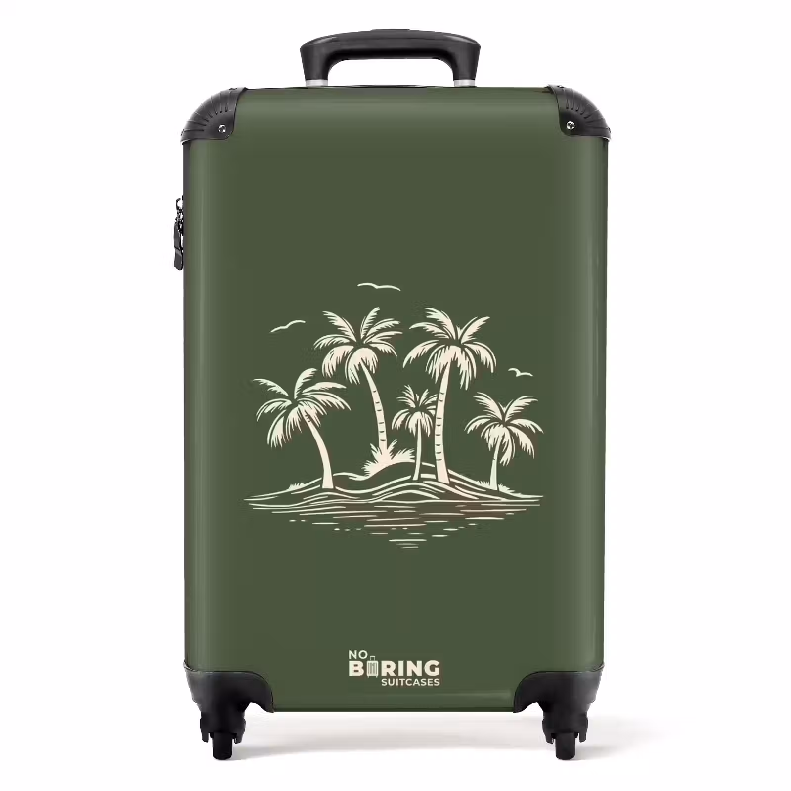 Suitcase - Palm trees - Palm trees on olive green background — 1