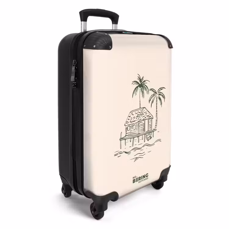Suitcase - Palm trees - Island on cream background — 4