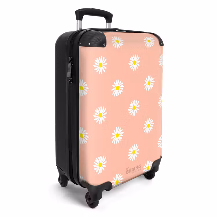 Suitcase - Pastel - Daisies on salmon pink background — 4