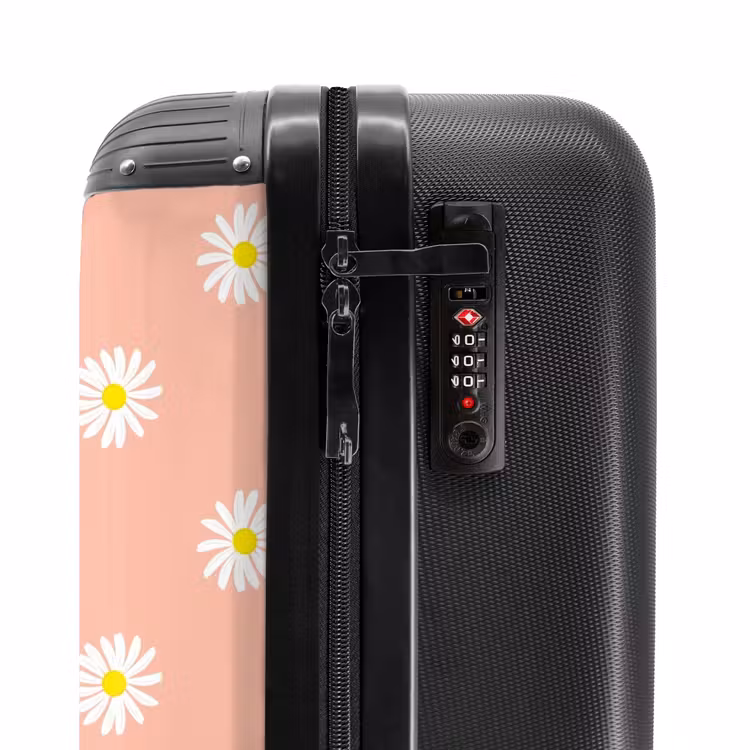 Suitcase - Pastel - Daisies on salmon pink background — 5