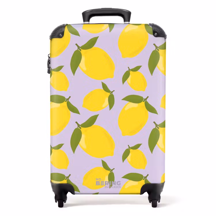 Suitcase - Pastel - Lemons on lavender purple background — 1