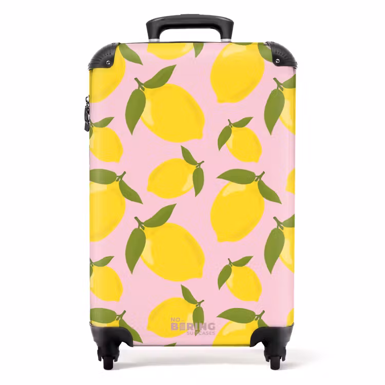 Suitcase - Pastel - Lemons on light pink background — 1
