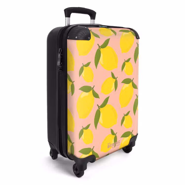 Suitcase - Pastel - Lemons on salmon pink background — 4