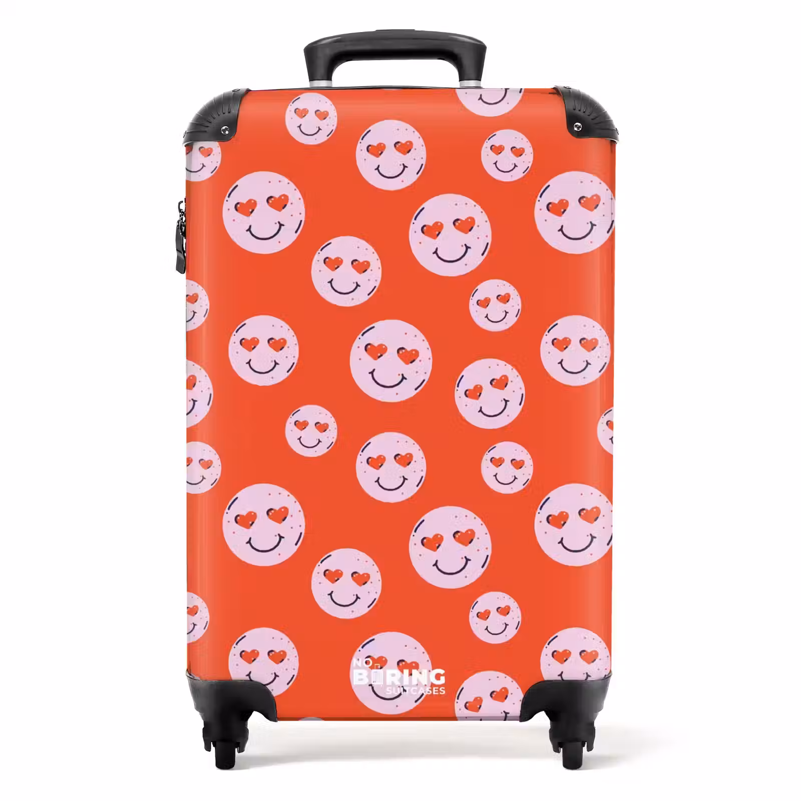 Suitcase - Patterns - Pattern of happy emojis on red background — 1