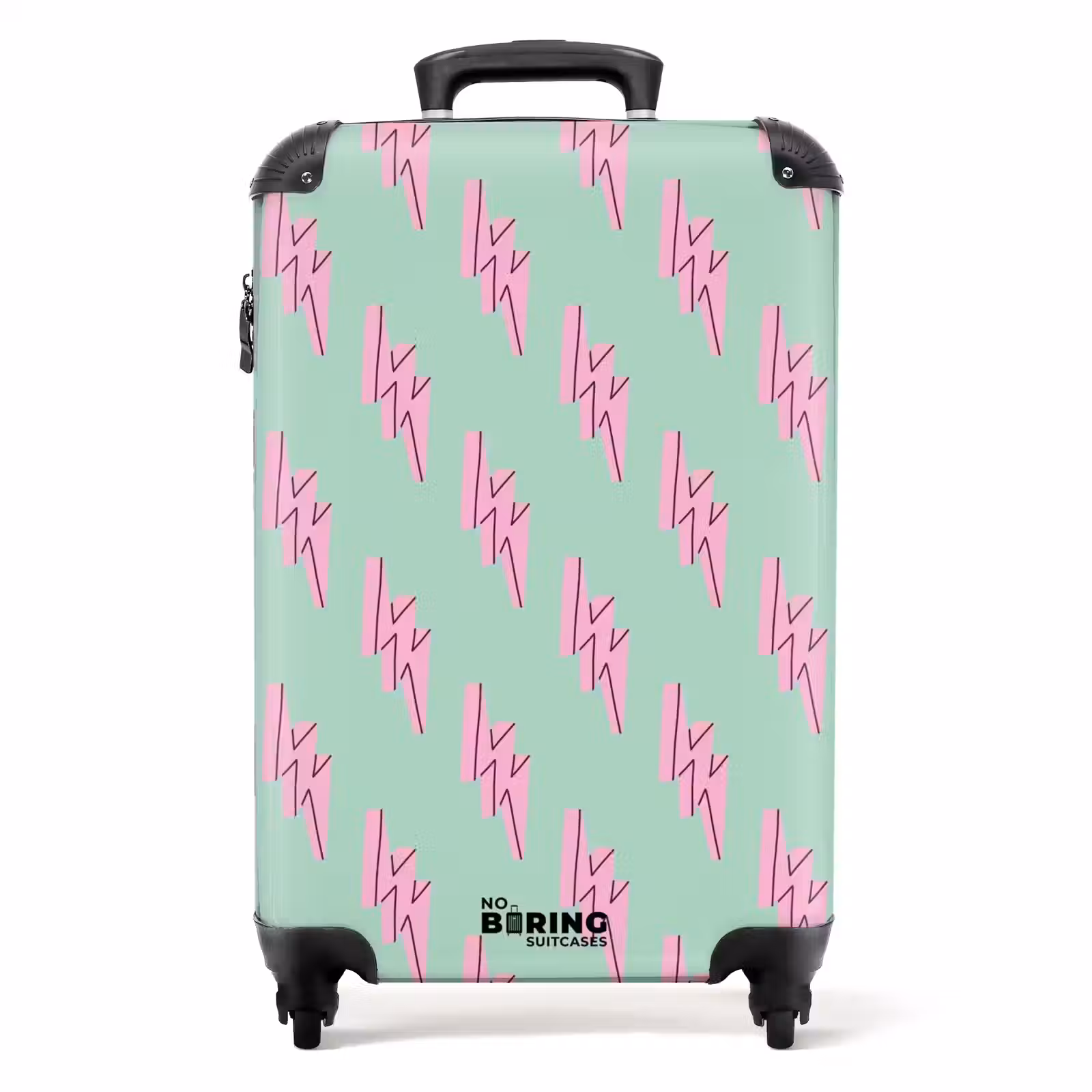 Suitcase - Patterns - Pink lightning on mint green — 1