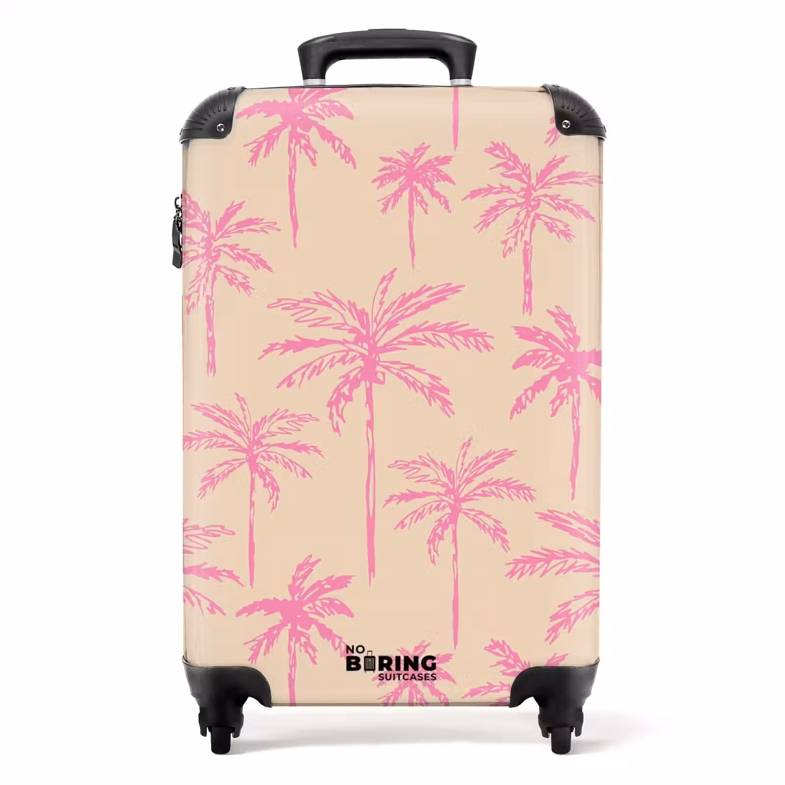 Suitcase - Patterns - Pink palm tree pattern on beige background — 1