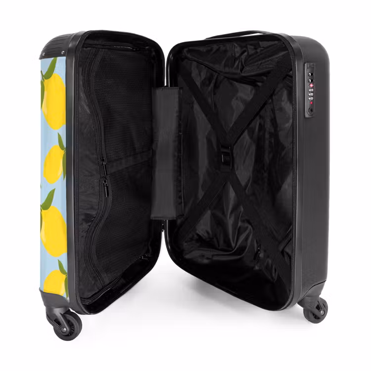 Suitcase - Pastel - Lemons on light sky blue background — 3