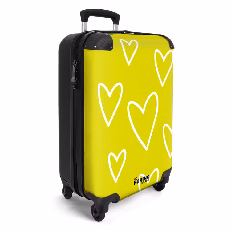 Suitcase - Patterns - Floating hearts on lemon yellow — 4