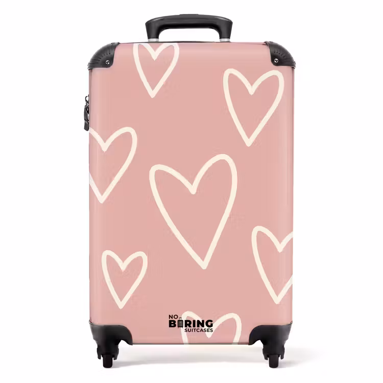 Suitcase - Patterns - Floating hearts on old pink — 1