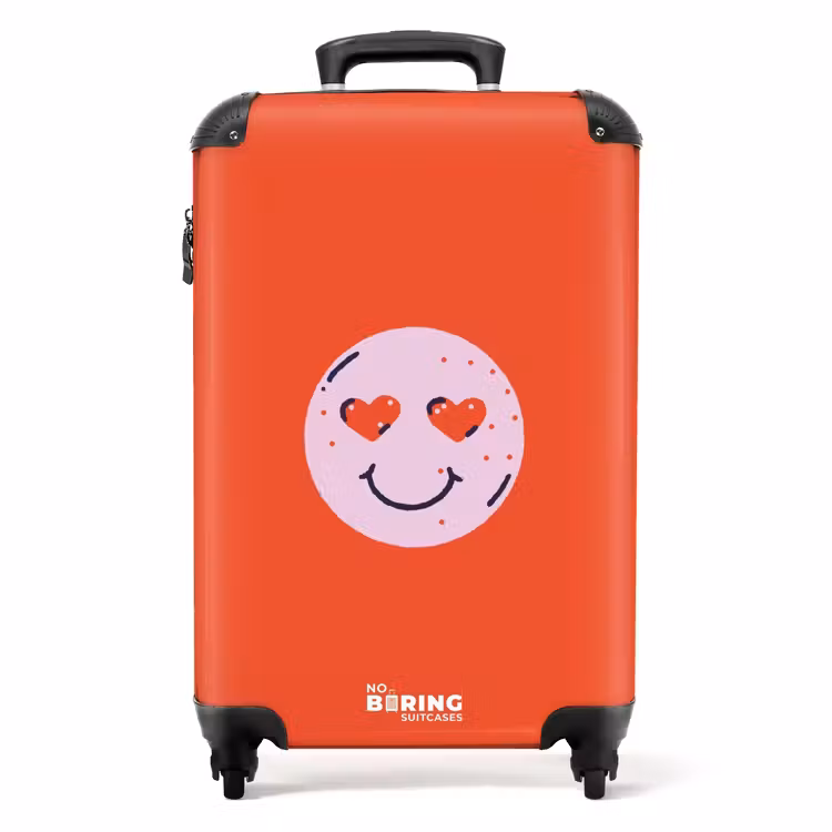 Suitcase - Patterns - Happy emoji on red background — 1
