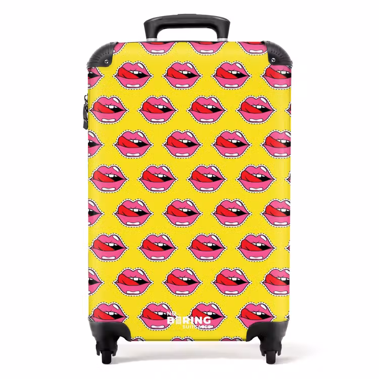 Suitcase - Patterns - Lips on yellow background — 1
