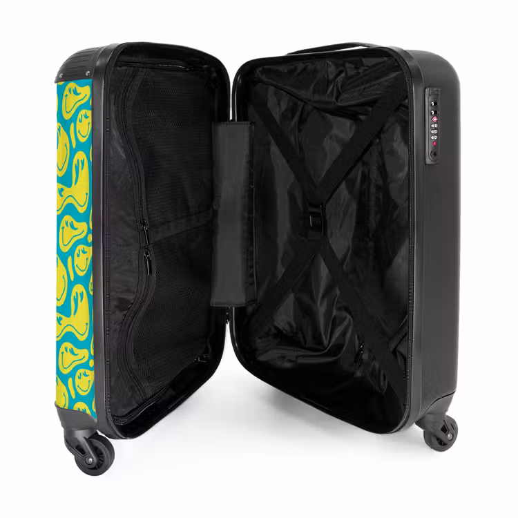 Suitcase - Patterns - Pattern of distorted emojis on blue background — 3