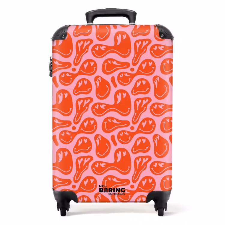 Suitcase - Patterns - Pattern of distorted emojis on pink background — 1