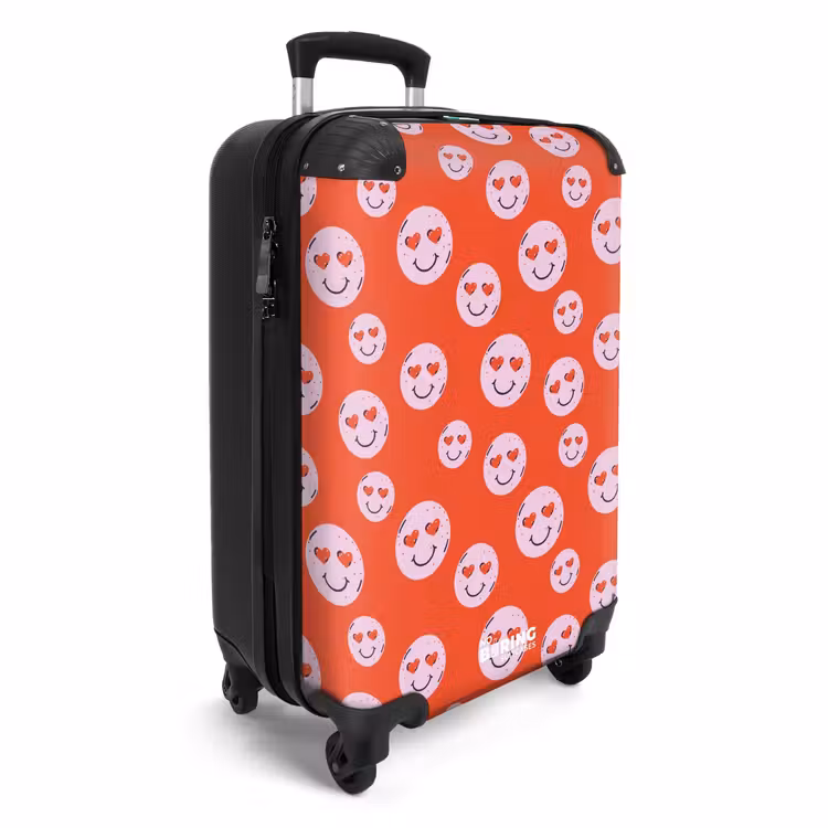 Suitcase - Patterns - Pattern of happy emojis on red background — 4