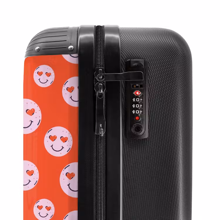 Suitcase - Patterns - Pattern of happy emojis on red background — 5