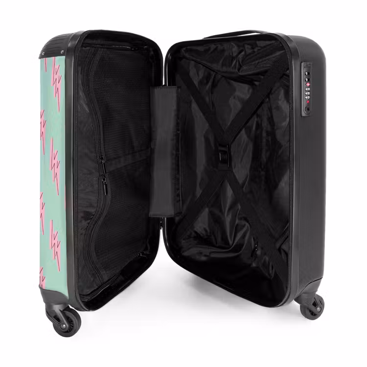 Suitcase - Patterns - Pink lightning on mint green — 3