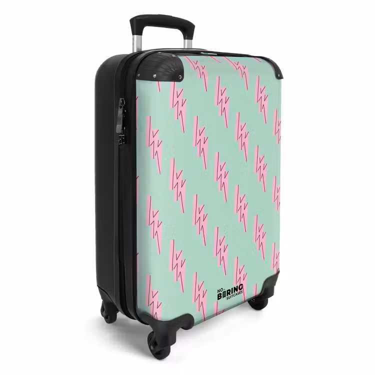 Suitcase - Patterns - Pink lightning on mint green — 4