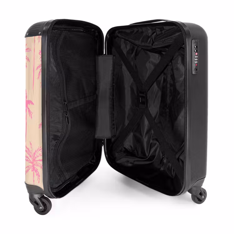 Suitcase - Patterns - Pink palm tree pattern on beige background — 3