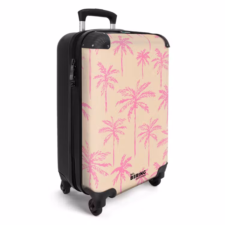 Suitcase - Patterns - Pink palm tree pattern on beige background — 4
