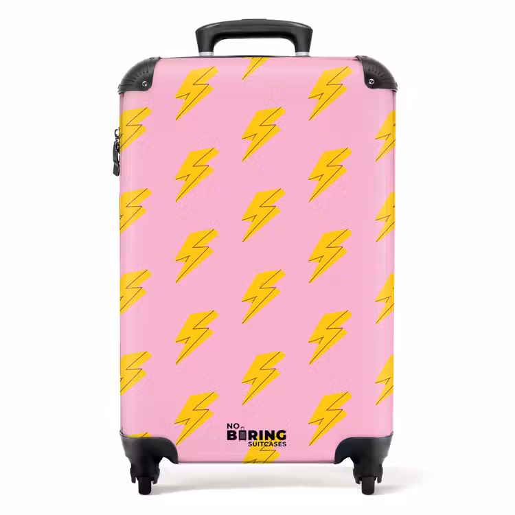 Suitcase - Patterns - Yellow lightning on pink — 1