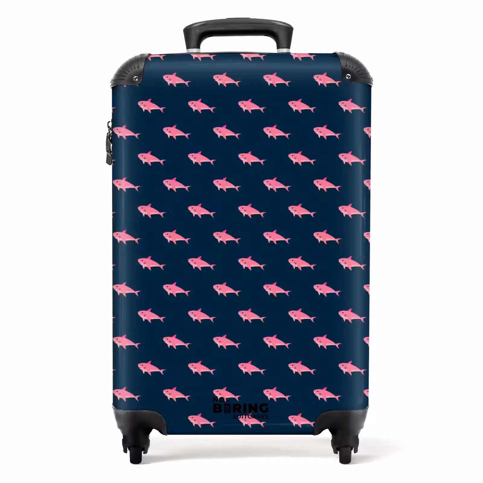 Suitcase - Patterns - Pink sharks on dark blue background — 1