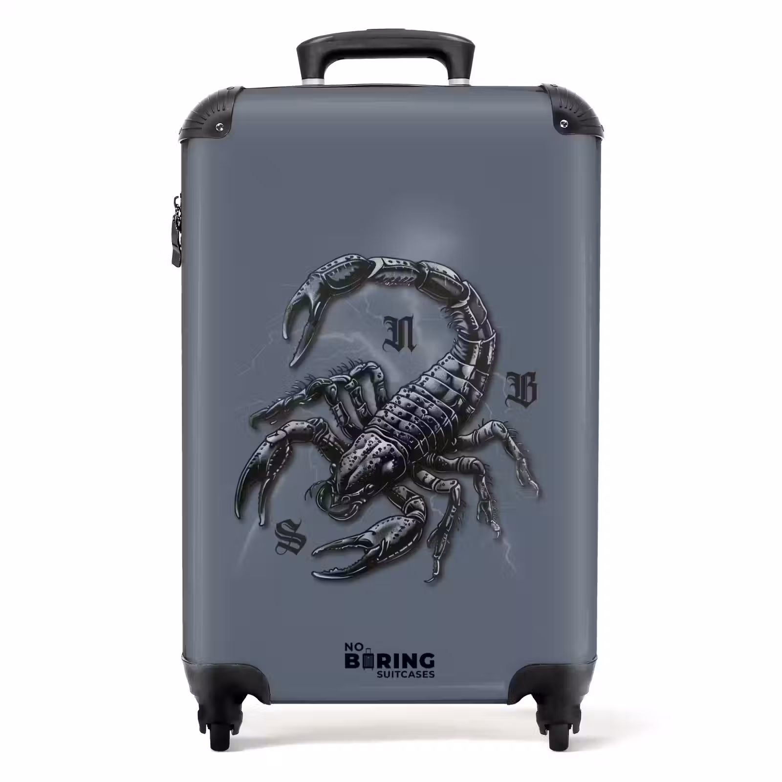 Suitcase - Tattoo style- Realistic scorpion on gray background — 1