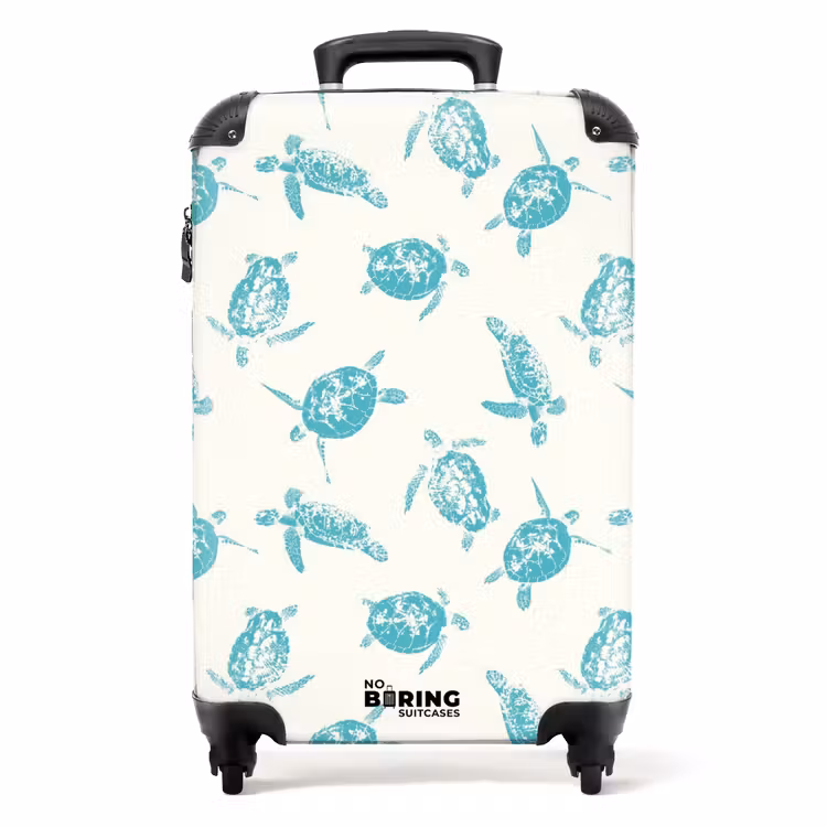 Suitcase - Patterns - Blue turtles on cream background — 1