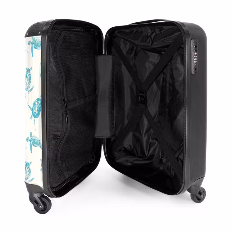 Suitcase - Patterns - Blue turtles on cream background — 3