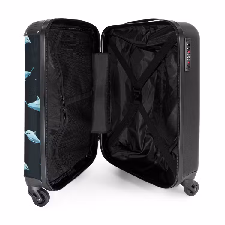 Suitcase - Patterns - Dolphins on dark blue background — 3
