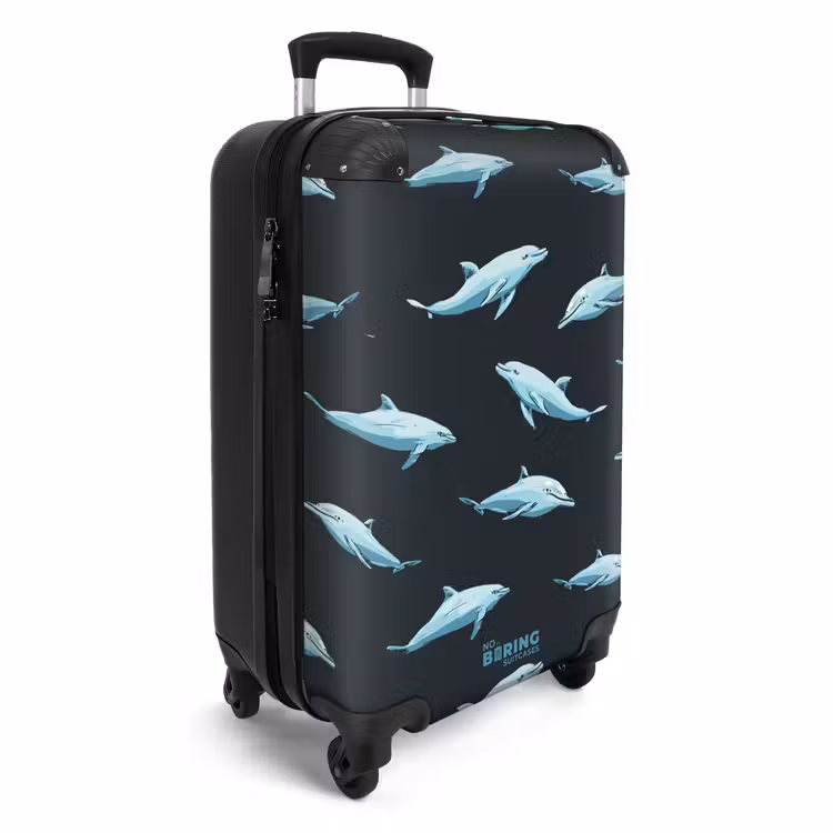 Suitcase - Patterns - Dolphins on dark blue background — 4