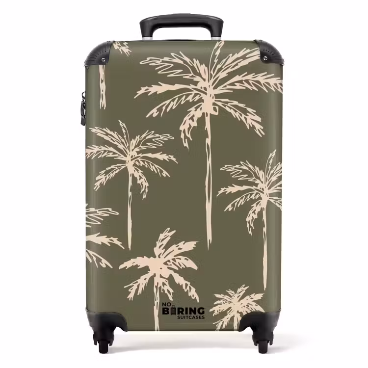 Suitcase - Patterns - Palm trees on olive green — 1