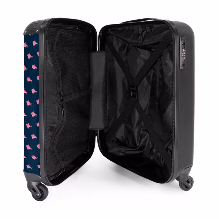Suitcase - Patterns - Pink sharks on dark blue background — 3