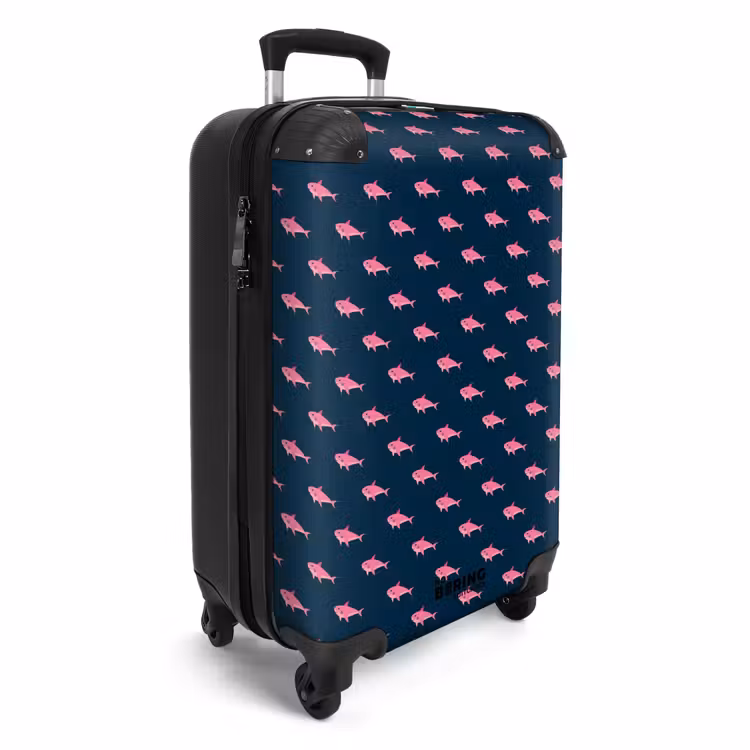 Suitcase - Patterns - Pink sharks on dark blue background — 4