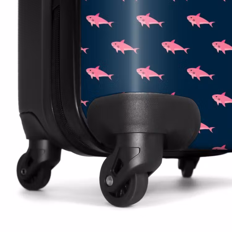 Suitcase - Patterns - Pink sharks on dark blue background — 6