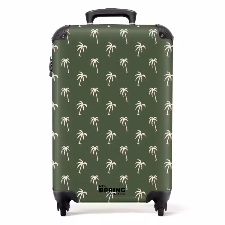 Suitcase - Patterns - Small palm trees on dark olive green — 1