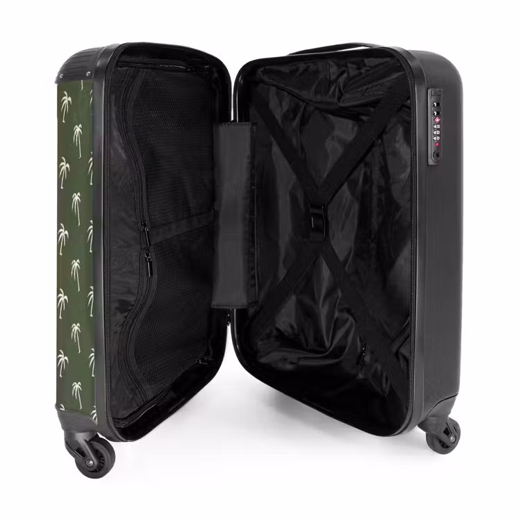 Suitcase - Patterns - Small palm trees on dark olive green — 3