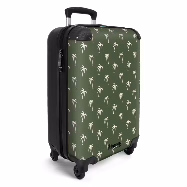 Suitcase - Patterns - Small palm trees on dark olive green — 4