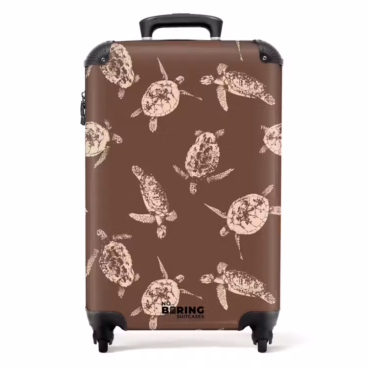 Suitcase - Patterns - Turtles on brown background — 1