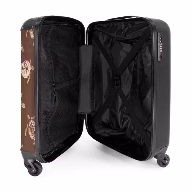 Suitcase - Patterns - Turtles on brown background — 3