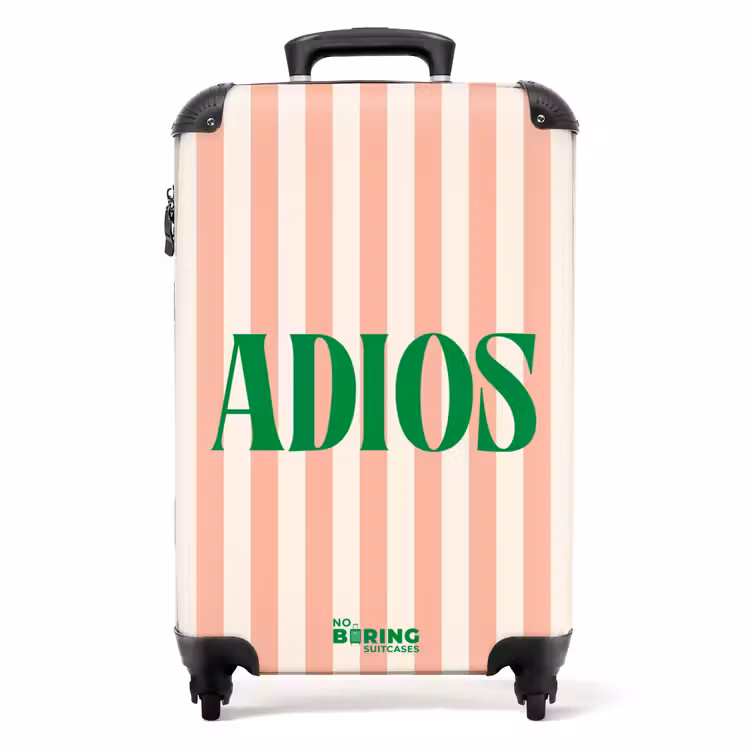 Suitcase - Quotes - Adios salmon pink and cream white — 1