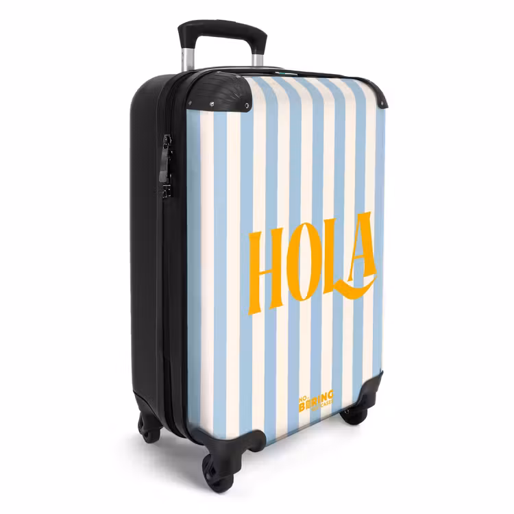 Suitcase - Quotes - Hola baby blue and cream white — 4