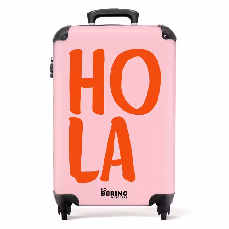 Suitcase - Quotes - Hola light pink — 1
