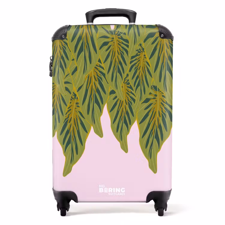 Suitcase - Summer memories - Tropical leaves on pink background — 1