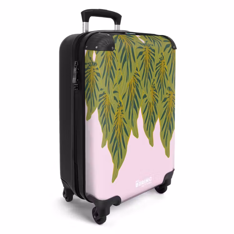 Suitcase - Summer memories - Tropical leaves on pink background — 4