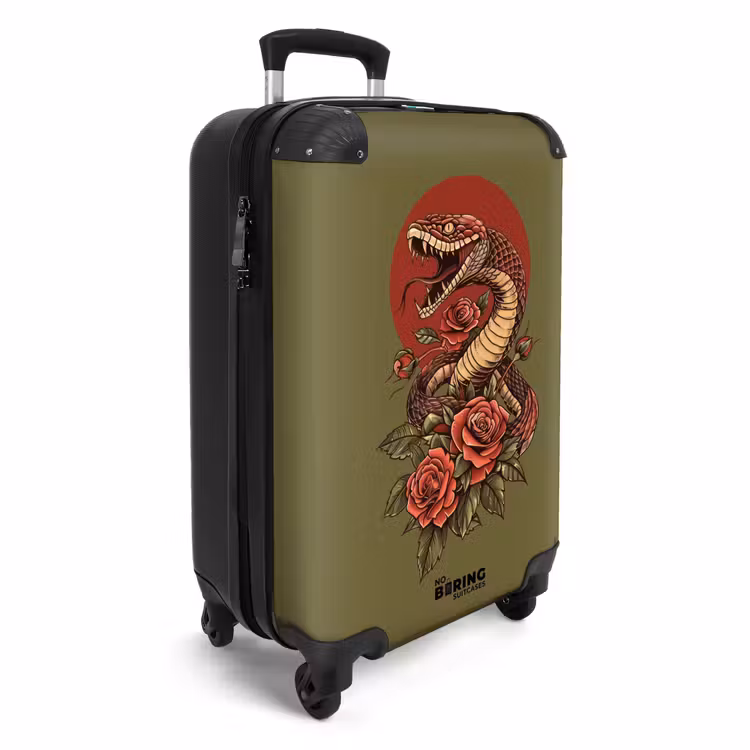 Suitcase - Tattoo style- Realistic snake on green background — 4