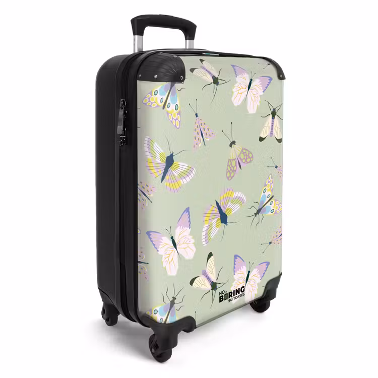 Suitcase - Summer memories - Butterflies and moths on sage green background — 4