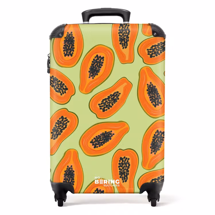 Suitcase - Summer memories - Papayas on a green background — 1