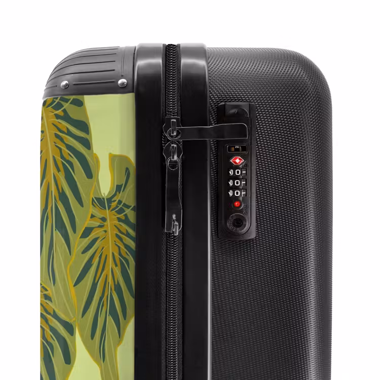 Suitcase - Summer memories - Tropical leaves on Green background — 5