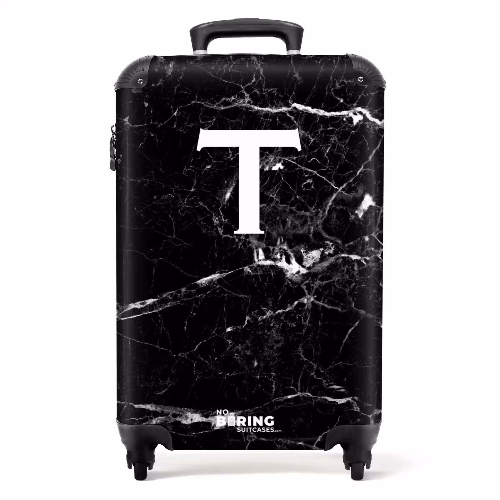 Suitcase - Letter T - Marble look - Black — 1